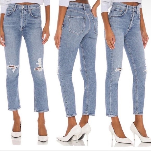 Agolde Denim - AGOLDE Riley Fly Closure Button Distressed Jeans Size 24